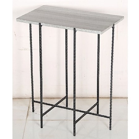 Iron and Marble Accent Table